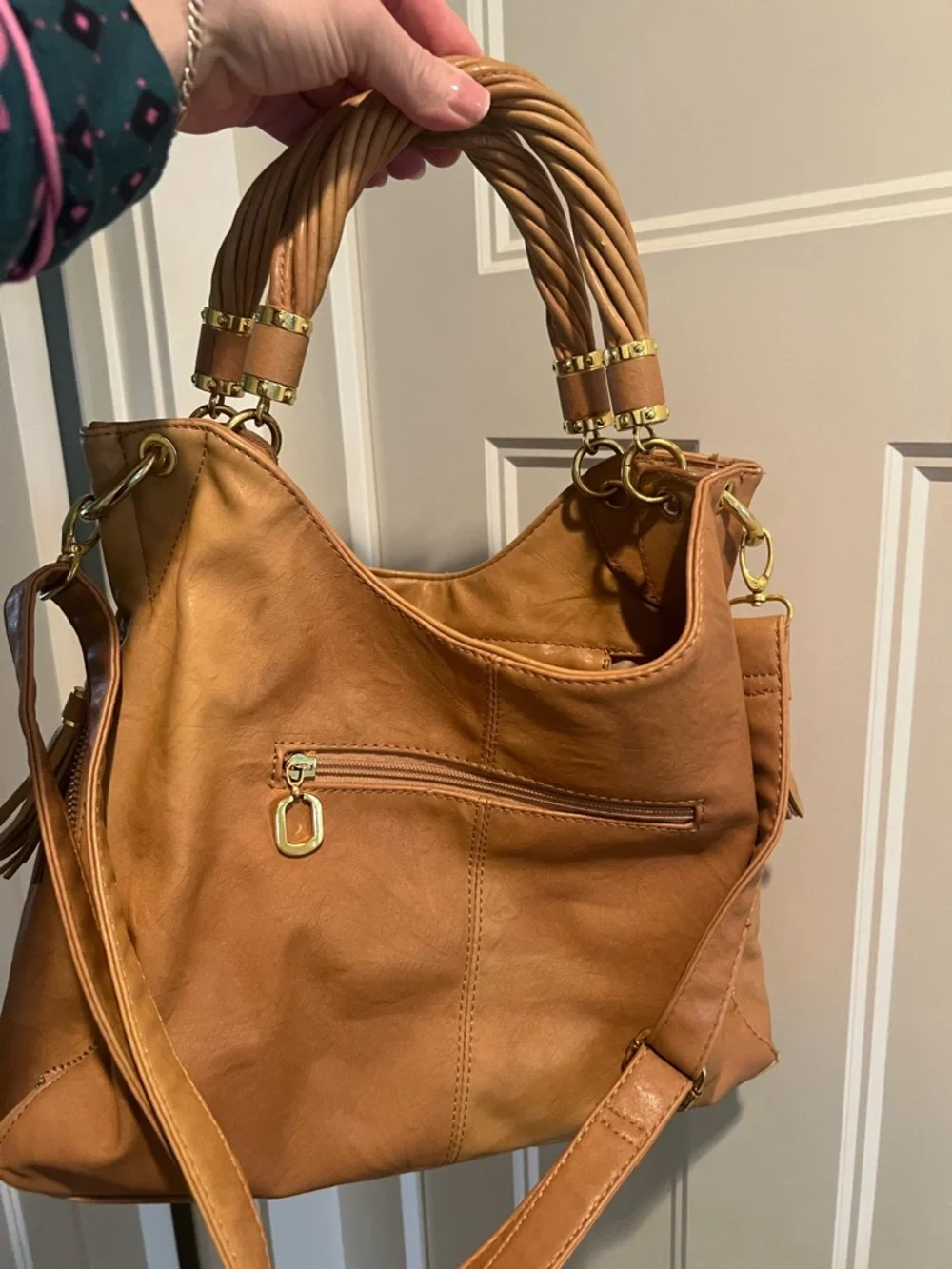 MICHAEL Michael Kors Tan Leather Shoulder Hobo with Braided Handles - Picture 7 of 7